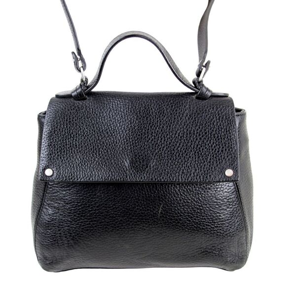 Treasure & Bond BLACK GENUINE LEATHER SHOULDER BAG X-BODY SATCHEL HANDBAG PURSE - Picture 1 of 16